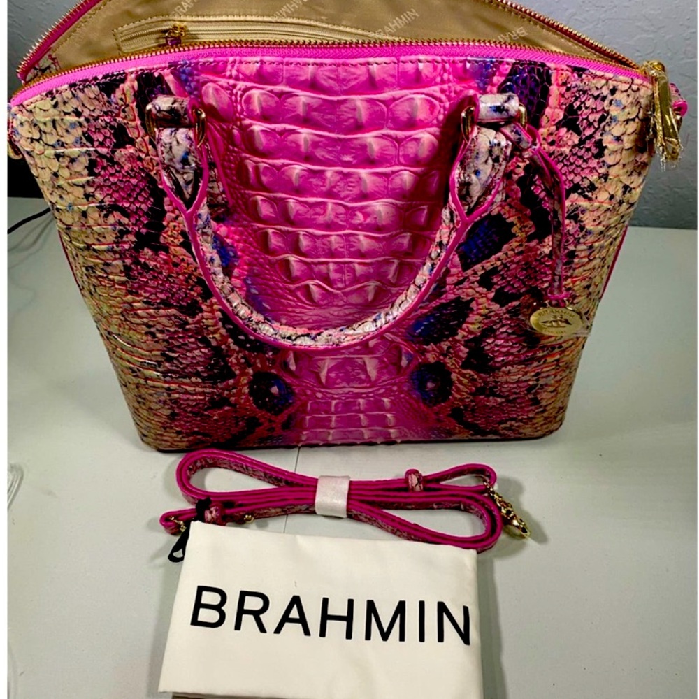 Brahmin Large Duxbury Pink Cobra Satchel NEW